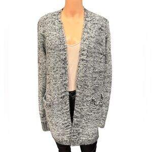 HEM & THREAD Open Front Cozy Warm Knit Cardigan With Front Open Pockets Large